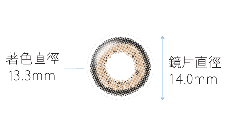 帝康臻魅安柏金：著色直徑13.3mm、鏡片直徑14.0mm